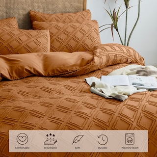 Foto 3 | Funda De Edredón Jellymoni King Rust, Juego De Ropa De Cama Con Mechones De Microfibra - Venta Internacional.