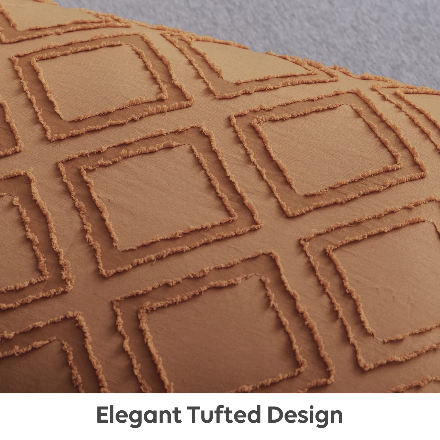 Foto 5 | Funda De Edredón Jellymoni King Rust, Juego De Ropa De Cama Con Mechones De Microfibra - Venta Internacional.