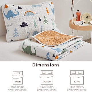 Foto 6 | Juego De Colcha Joyreap Con Diseño De Dinosaurio, Reversible, 100% Algodón, Doble - Venta Internacional.