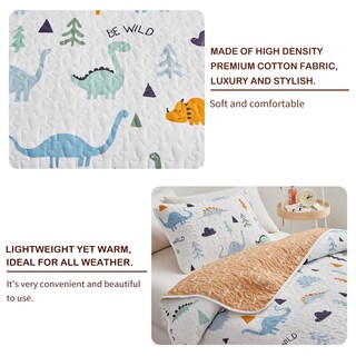 Foto 4 | Juego De Colcha Joyreap Con Diseño De Dinosaurio Reversible, 100% Algodón, Completo - Venta Internacional.