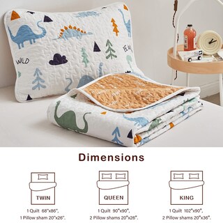 Foto 6 | Juego De Colcha Joyreap Con Diseño De Dinosaurio Reversible, 100% Algodón, Completo - Venta Internacional.