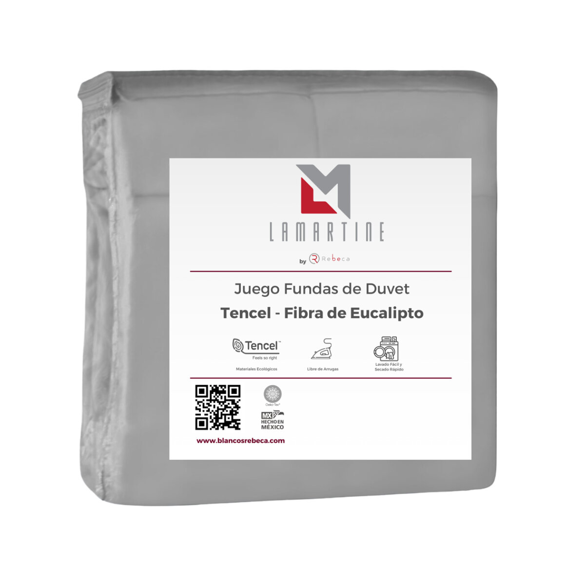 Juego De Fundas De Duvet Tencel -rebeca -gris -individual