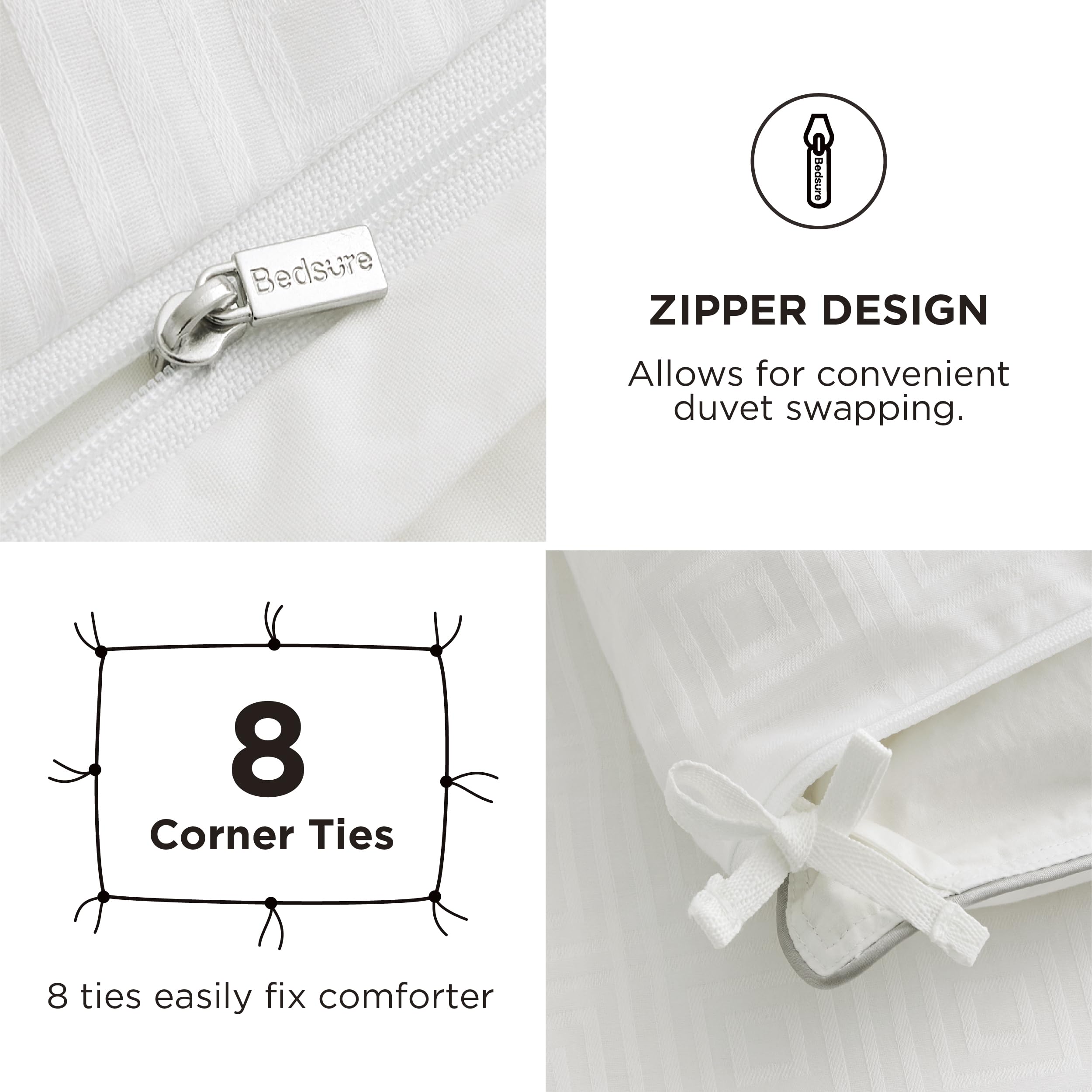 Foto 6 pulgar | Juego de Fundas de Edredón de Algodón King Size Blanco con 2 Fundas - Venta Internacional