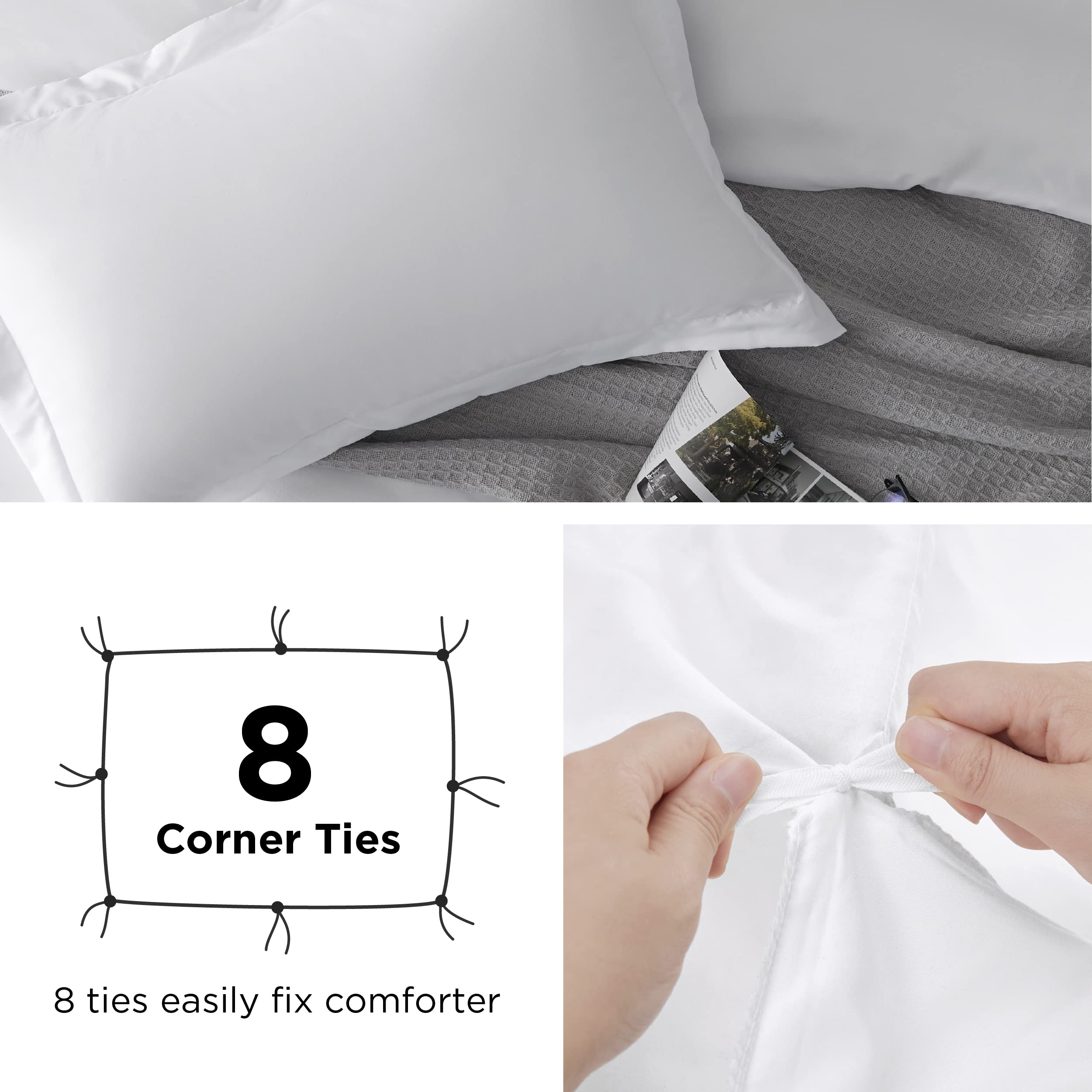 Foto 5 | Funda de Edredón Queen Size Doble Cepillada Blanco Brillante - Venta Internacional