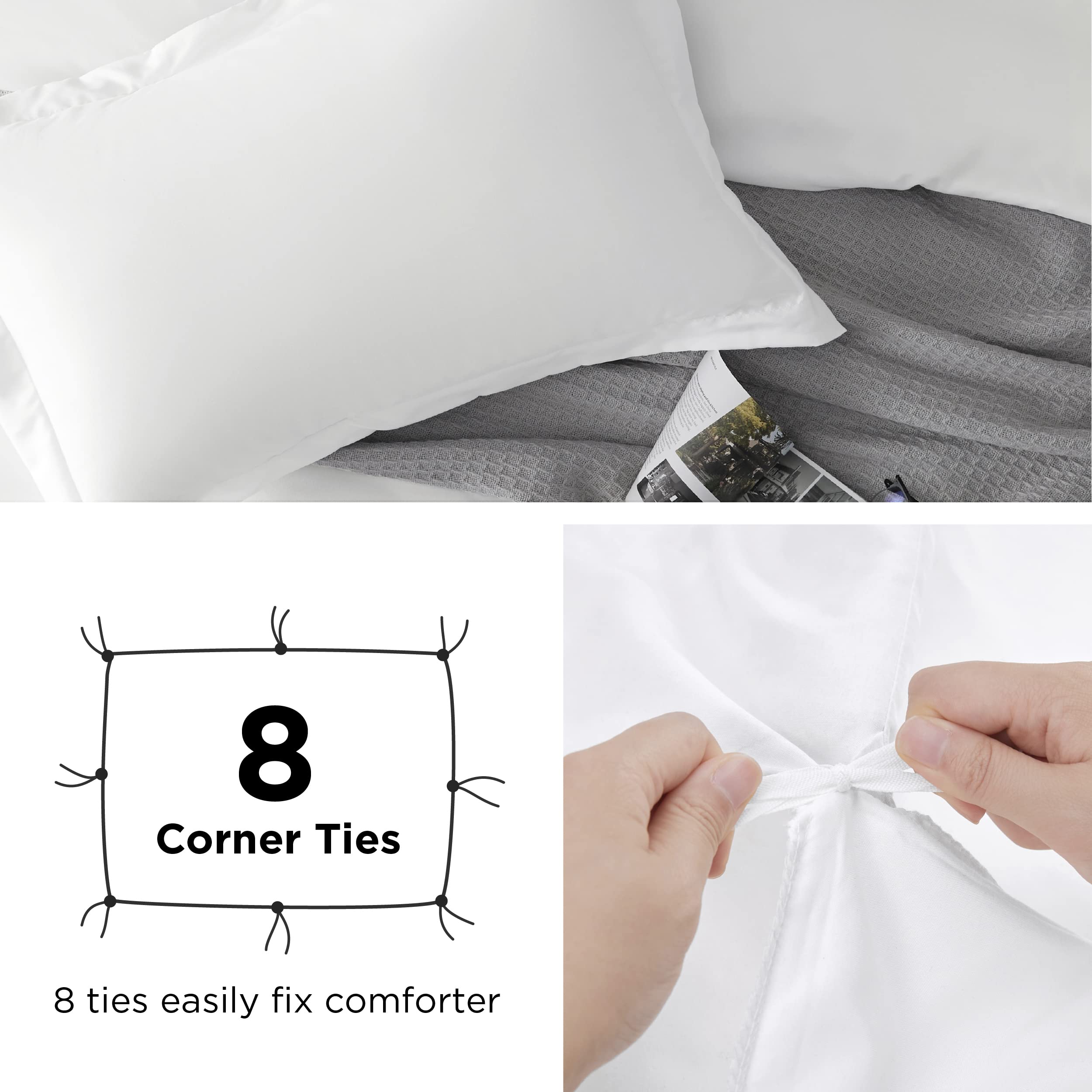 Foto 7 pulgar | Funda de Edredón Bedsure Queen Size Poliéster Blanco - Venta Internacional