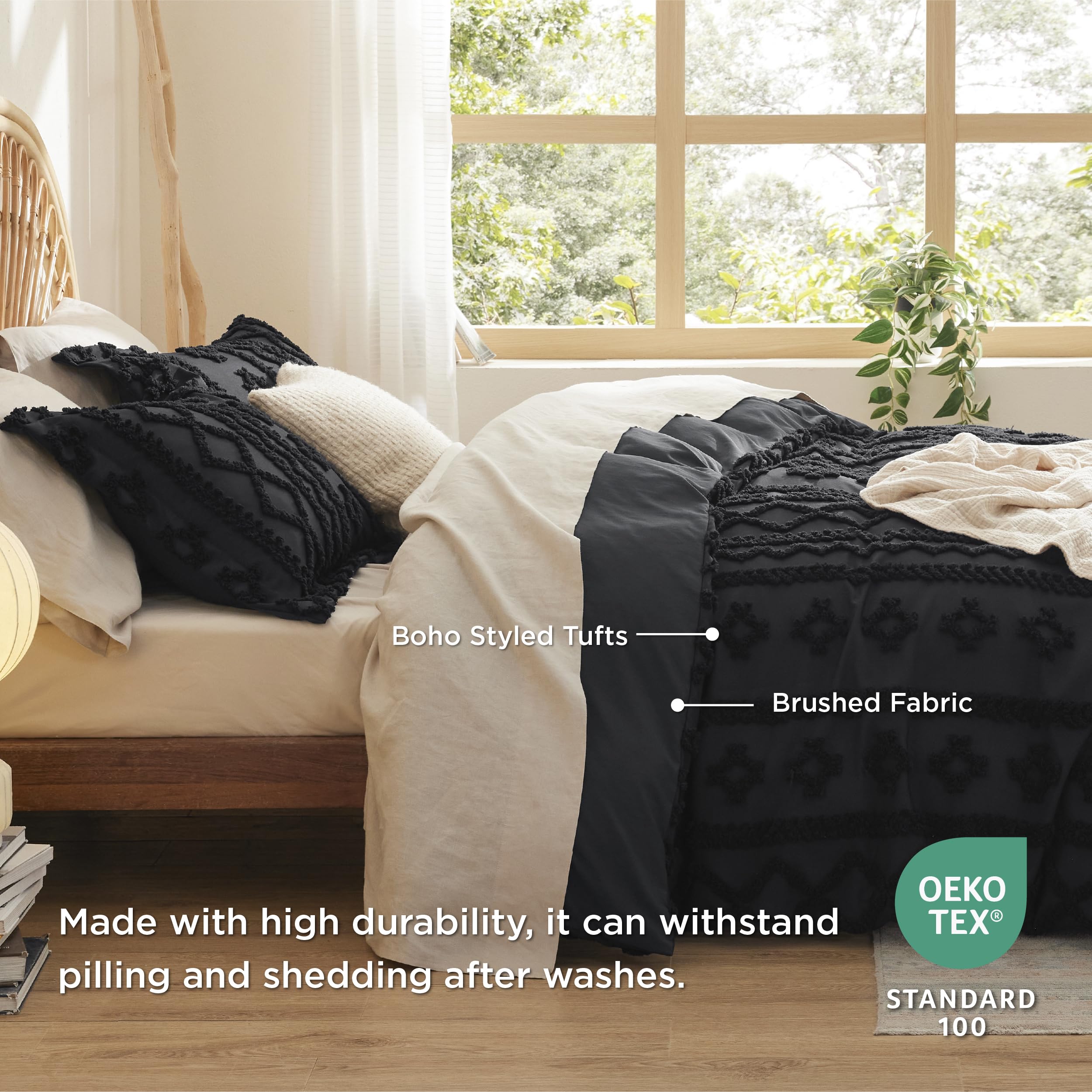 Foto 5 pulgar | Juego de Funda de Edredón Bedsure Boho King Size con Bordado Negro - Venta Internacional