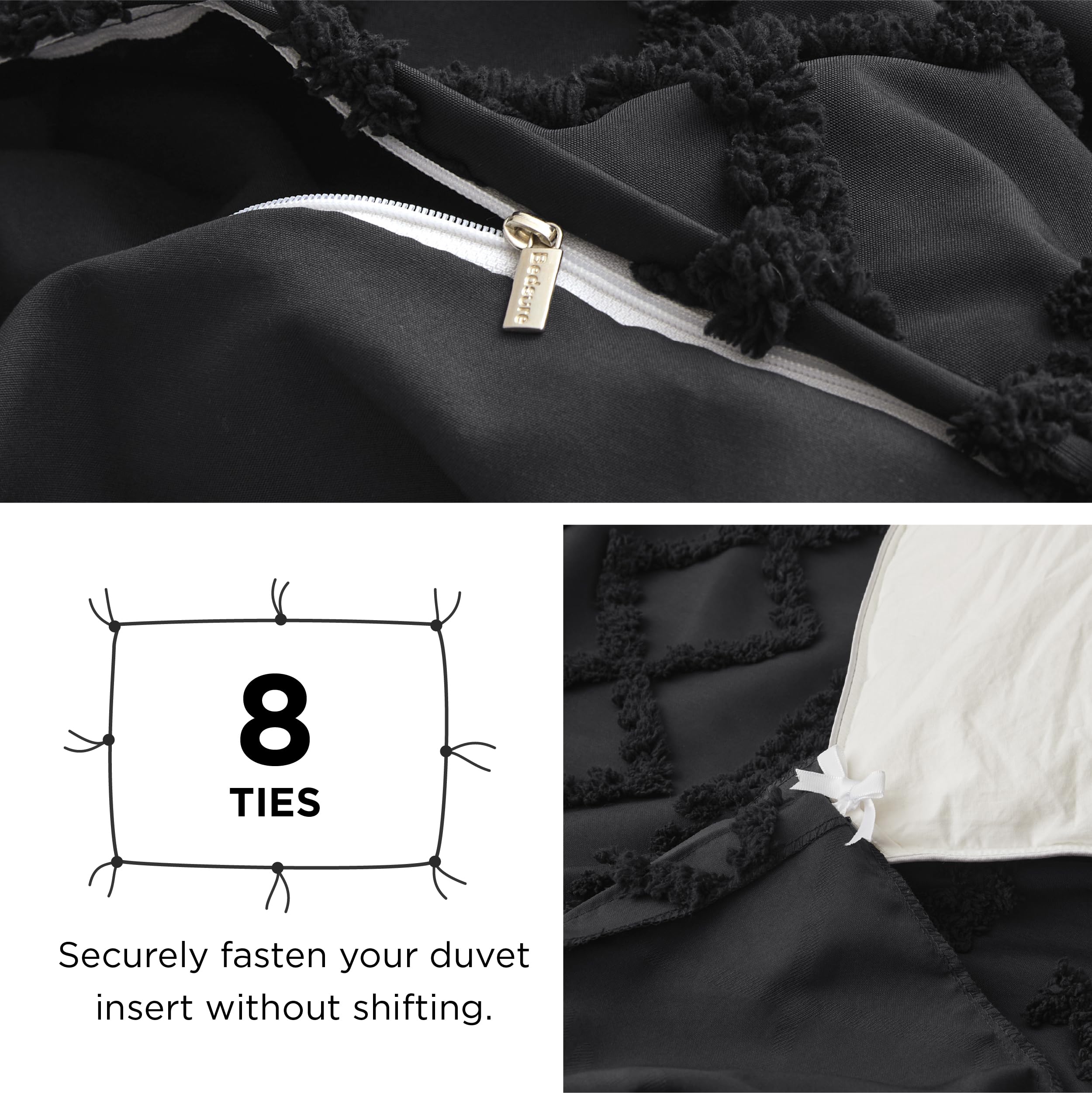Foto 5 | Juego de Funda de Edredón Bedsure Boho King Size con Bordado Negro - Venta Internacional