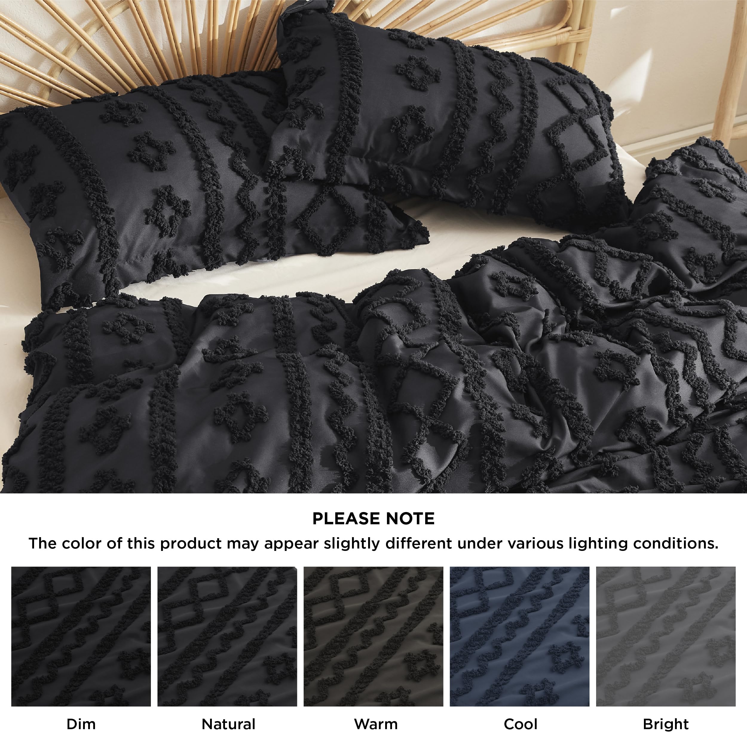 Foto 7 pulgar | Juego de Funda de Edredón Bedsure Boho King Size con Bordado Negro - Venta Internacional
