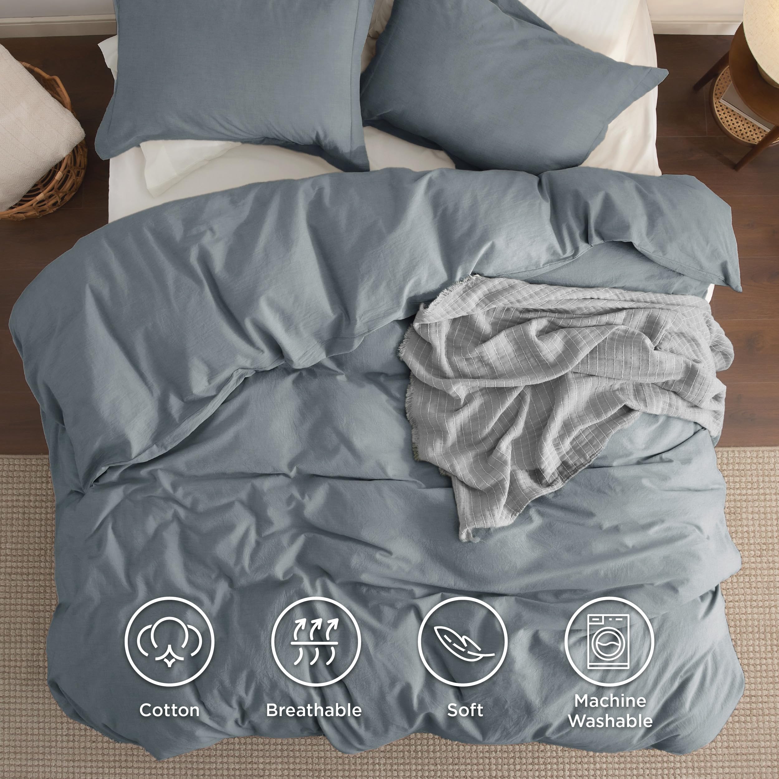 Foto 5 pulgar | Funda de Edredón Algodón King Size Gris - Venta Internacional