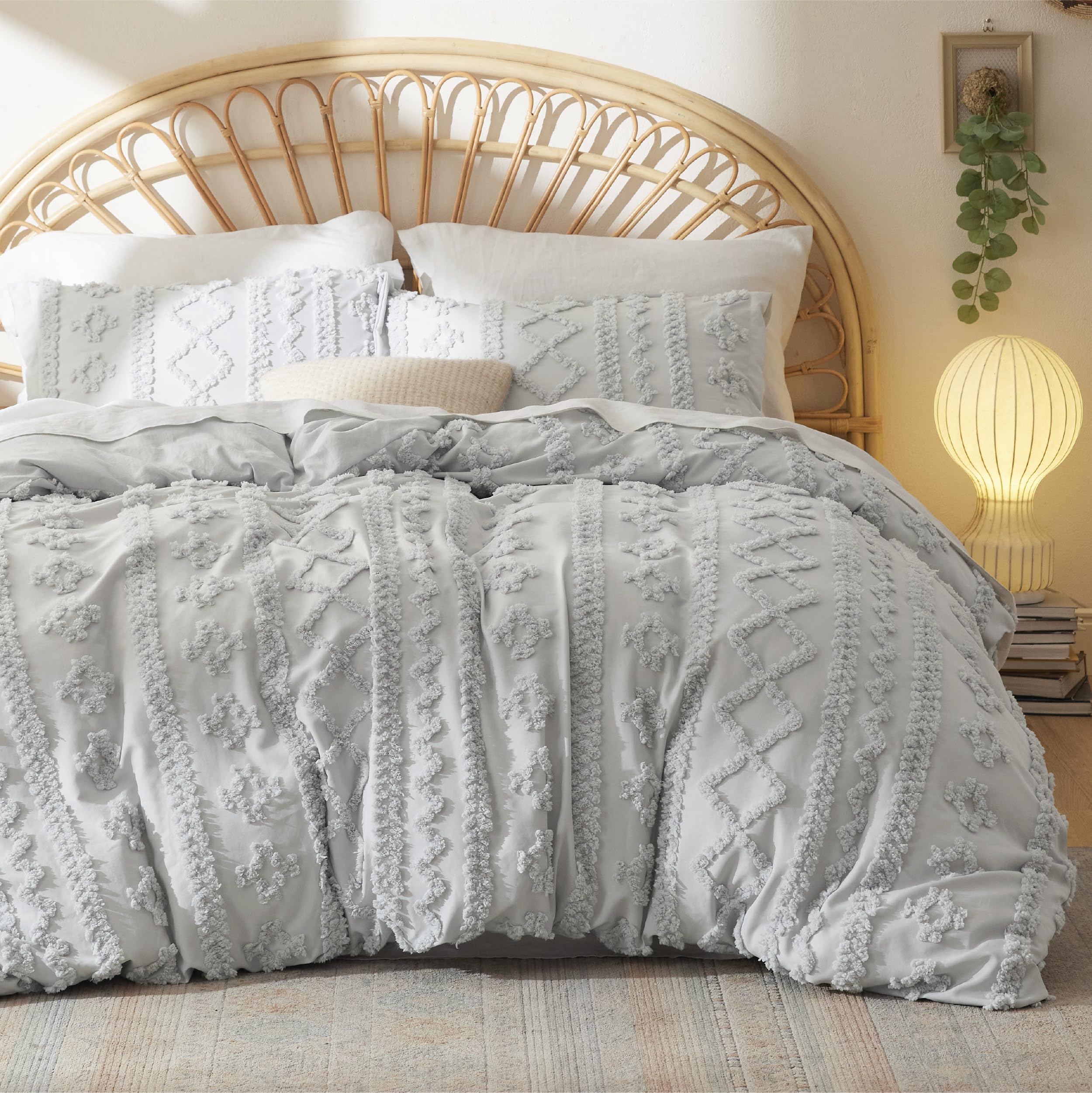 Foto 1 | Juego de Funda de Edredón Bedsure Boho King Size con Bordado Gris Claro - Venta Internacional