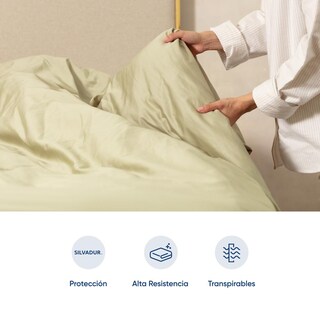 Foto 3 | Funda De Duvet De Algodón Satinado Luuna, Tratamiento Antimicrobiano, Fresco Y Durable, Individual