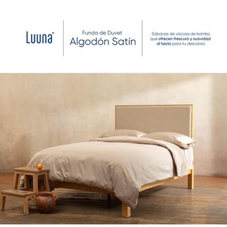 Foto 2 | Funda De Duvet De Algodón Satinado Luuna, Tratamiento Antimicrobiano, Fresco Y Durable, Individual