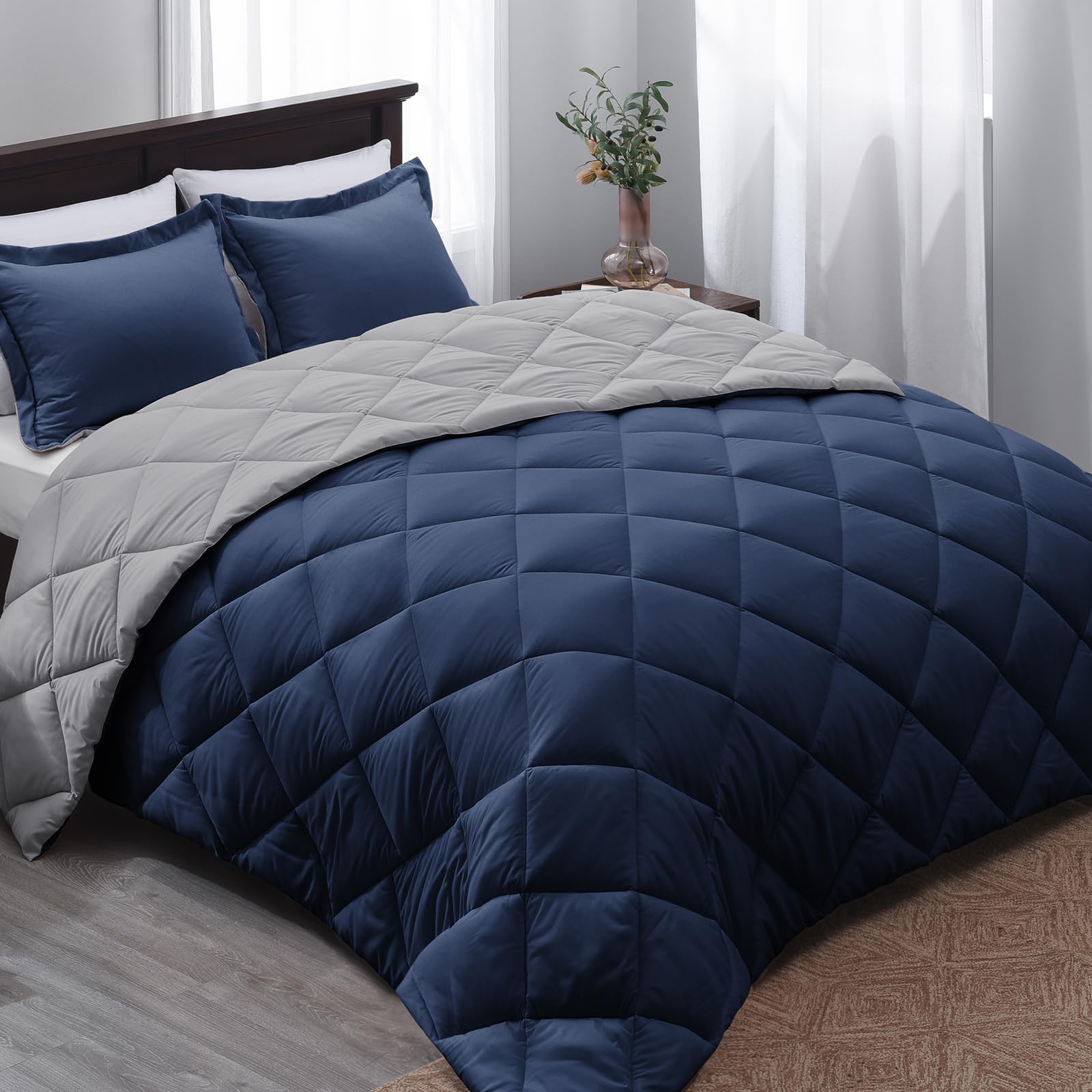 Foto 1 | Edredón King Size con Fundas de Almohada Basic Beyond Azul Marino 3 Piezas - Venta Internacional