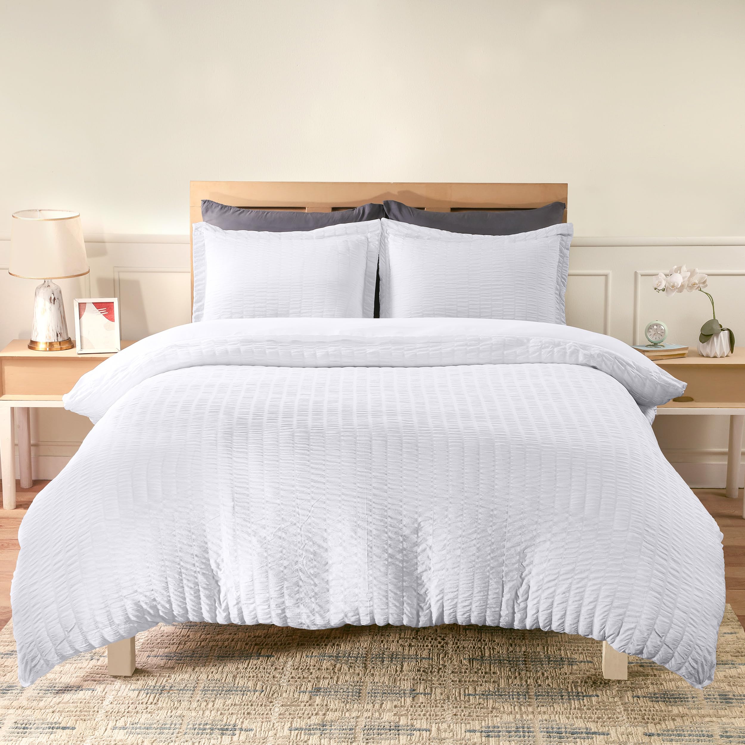 Foto 1 | Funda de Edredón Utopia Bedding Seersucker Matrimonial Blanco - Venta Internacional