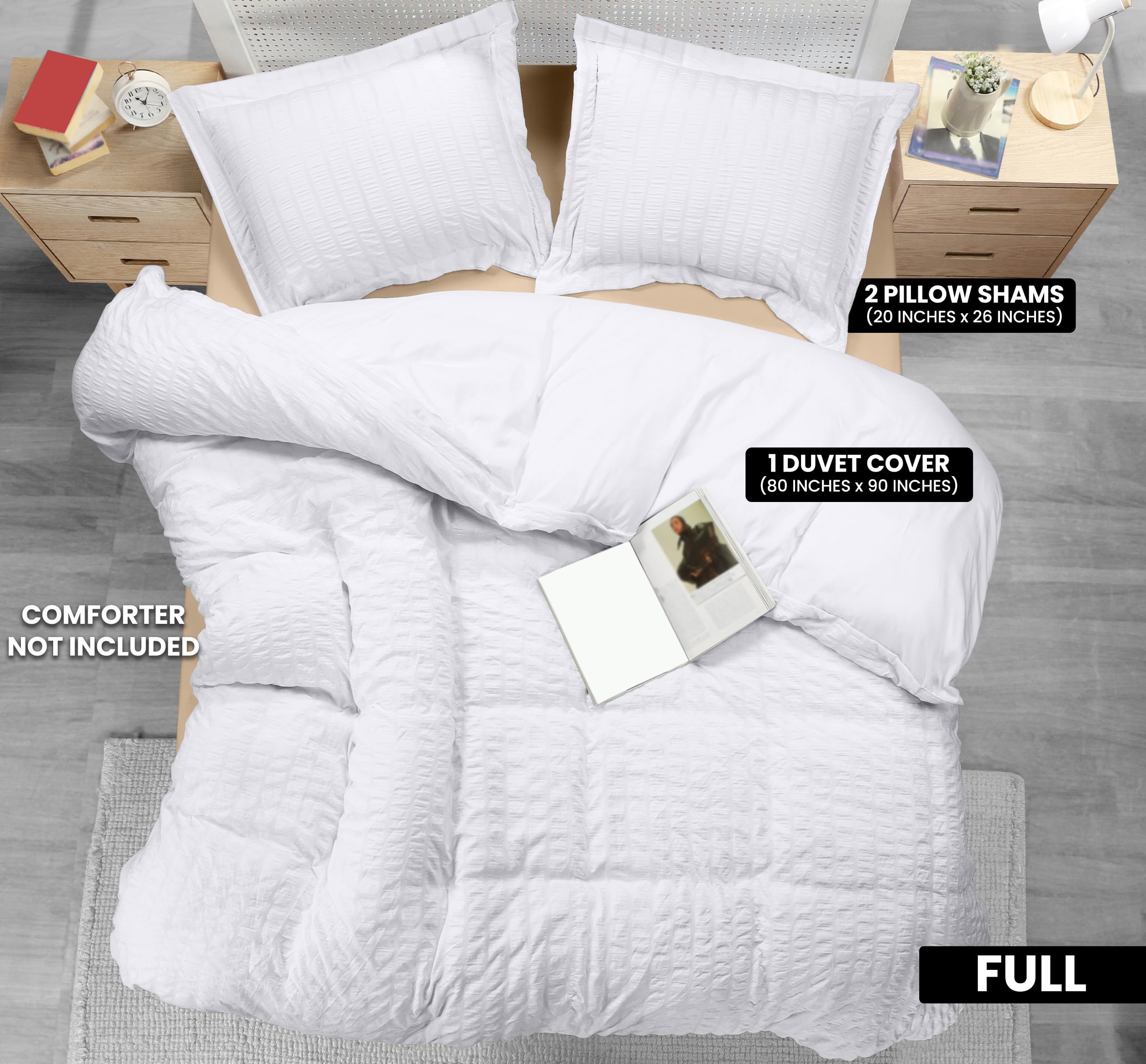 Foto 3 pulgar | Funda de Edredón Utopia Bedding Seersucker Matrimonial Blanco - Venta Internacional
