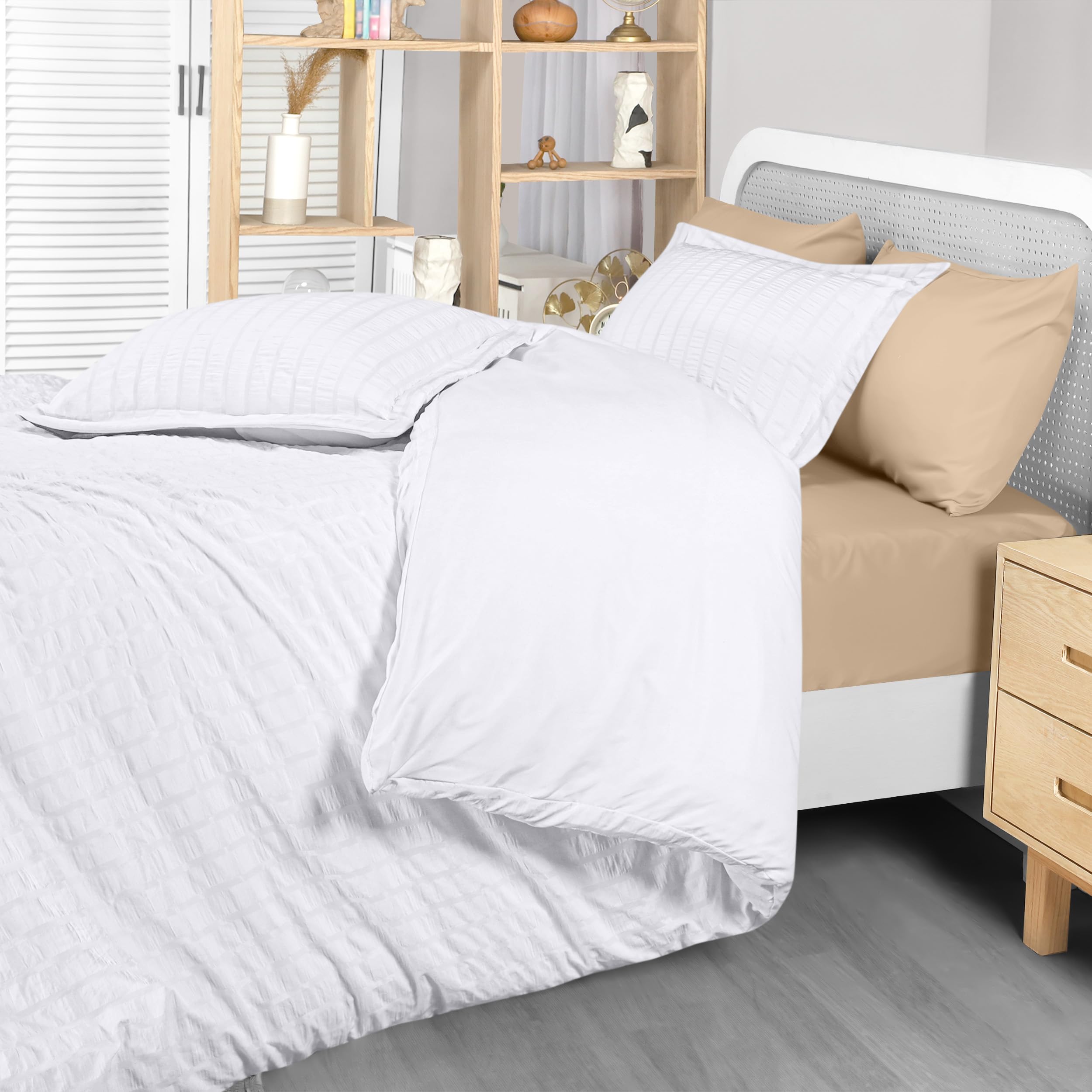 Foto 8 pulgar | Funda de Edredón Utopia Bedding Seersucker Matrimonial Blanco - Venta Internacional