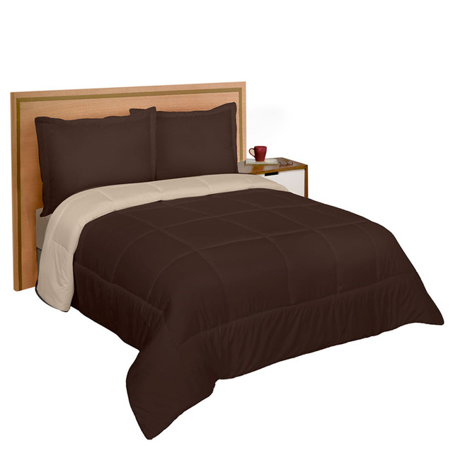 Edredón Duvet Elefantito Hogar color Café Chocolate Ristretto Matrimonial Acolchonado Dos Vistas