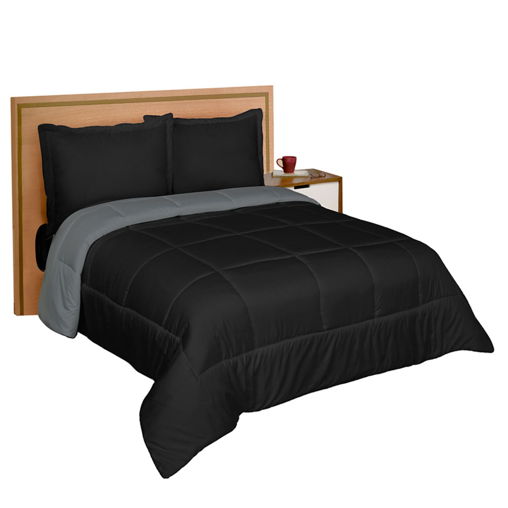Foto 2 pulgar | Edredón Duvet Elefantito Hogar color Negro Pizarra Individual Acolchonado Dos Vistas