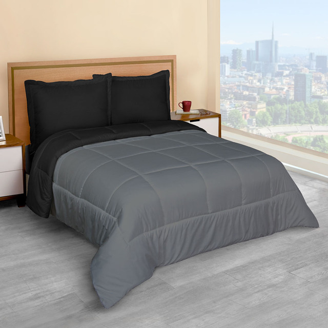 Foto 4 pulgar | Edredón Duvet Elefantito Hogar color Negro Pizarra Individual Acolchonado Dos Vistas