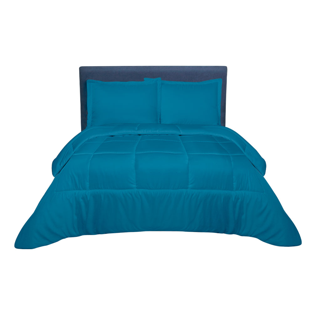 Edredón Acolchonado Elefantito Hogar Duvet color Azul Petróleo King Size