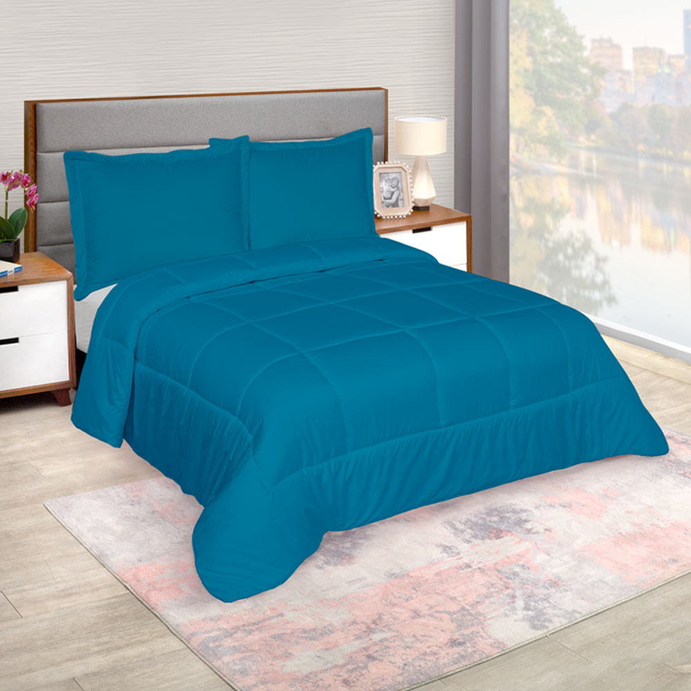 Foto 3 pulgar | Edredón Acolchonado Elefantito Hogar Duvet color Azul Petróleo King Size