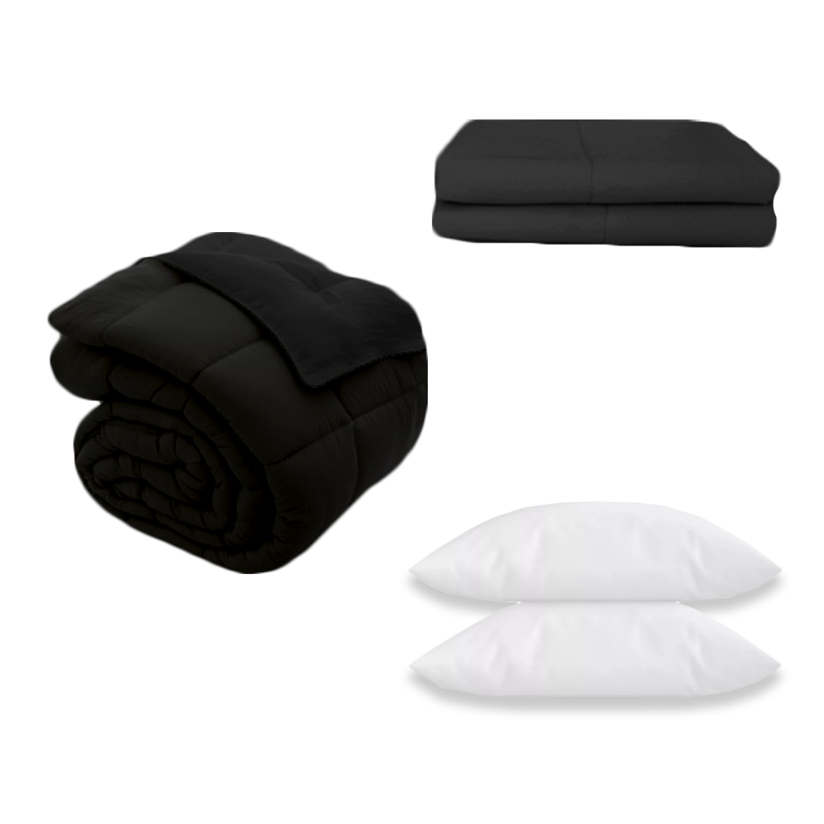 Foto 2 pulgar | Edredón Acolchado + Almohadas y Fundas Stefano Zanni Home color Negro Matrimonial - Queen Size