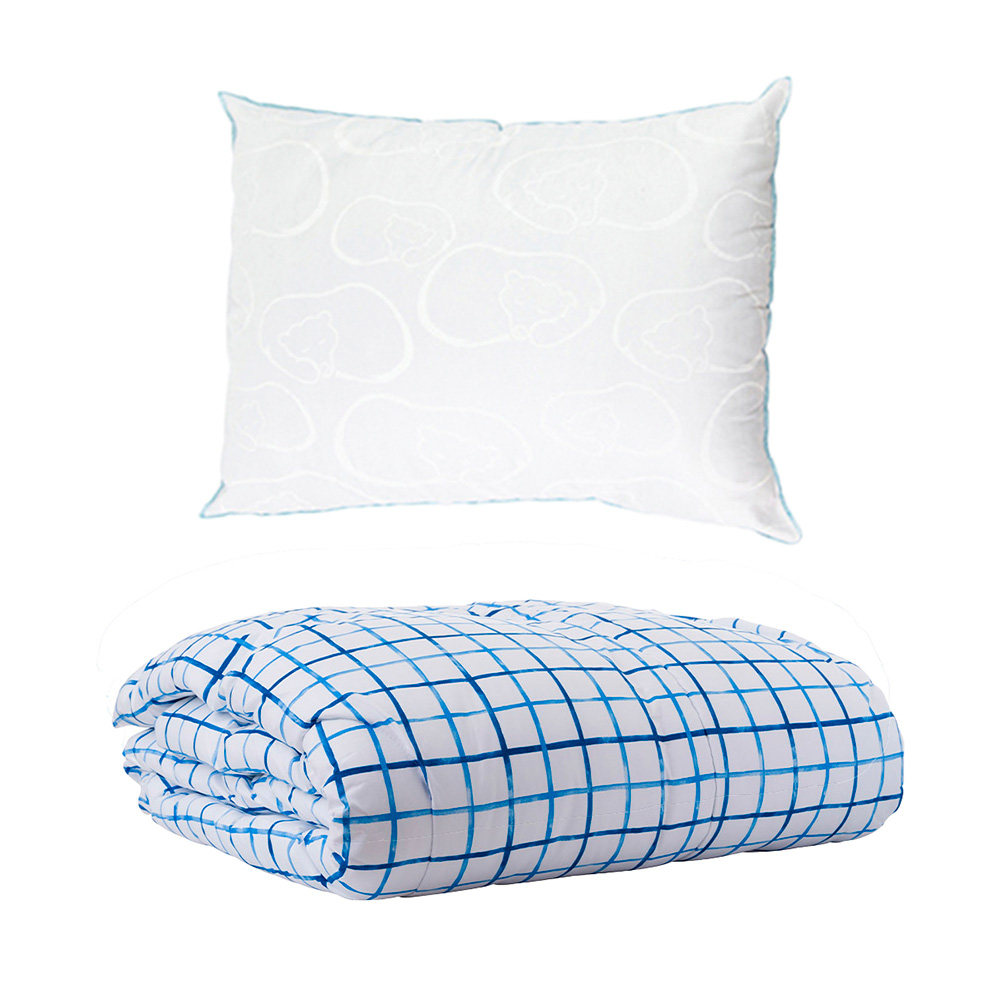 Edredón DICASA Palermo color Azul Individual y Almohada Osos