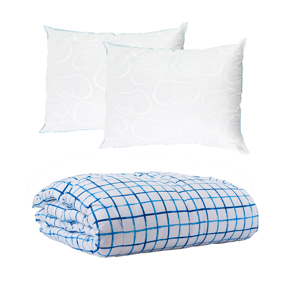 Edredón DICASA Palermo color Azul Queen Size más 2 Almohadas Osos
