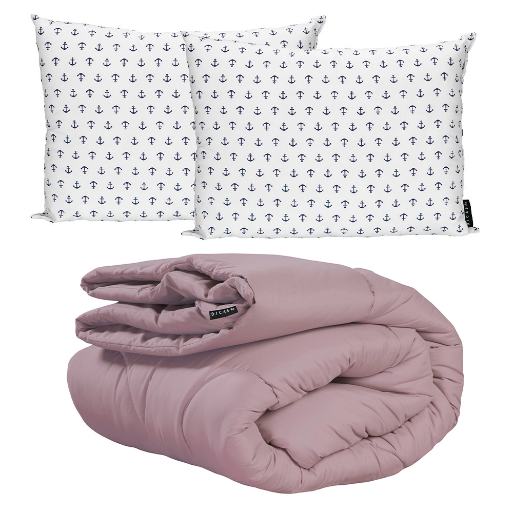Edredón Dicasa Homy color Lila King Size + 2 Almohadas