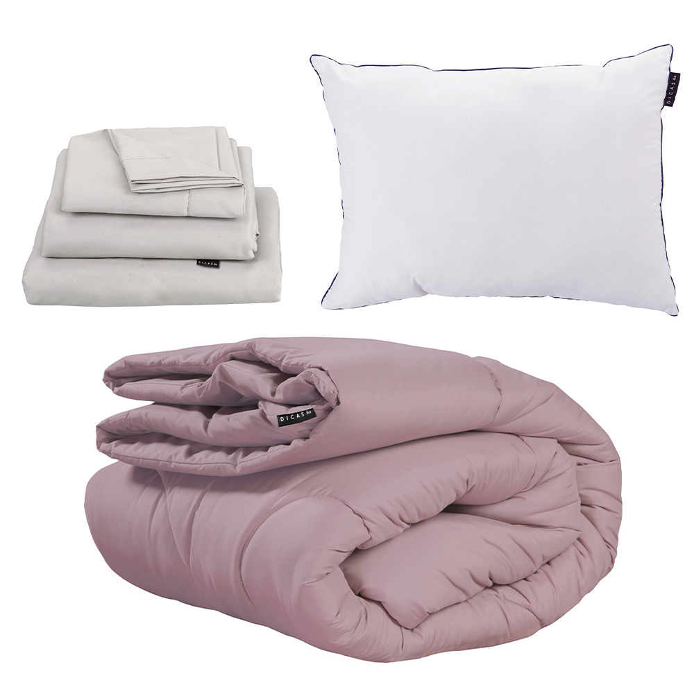 Edredón Individual + Sábanas Softy y Almohada Dicasa