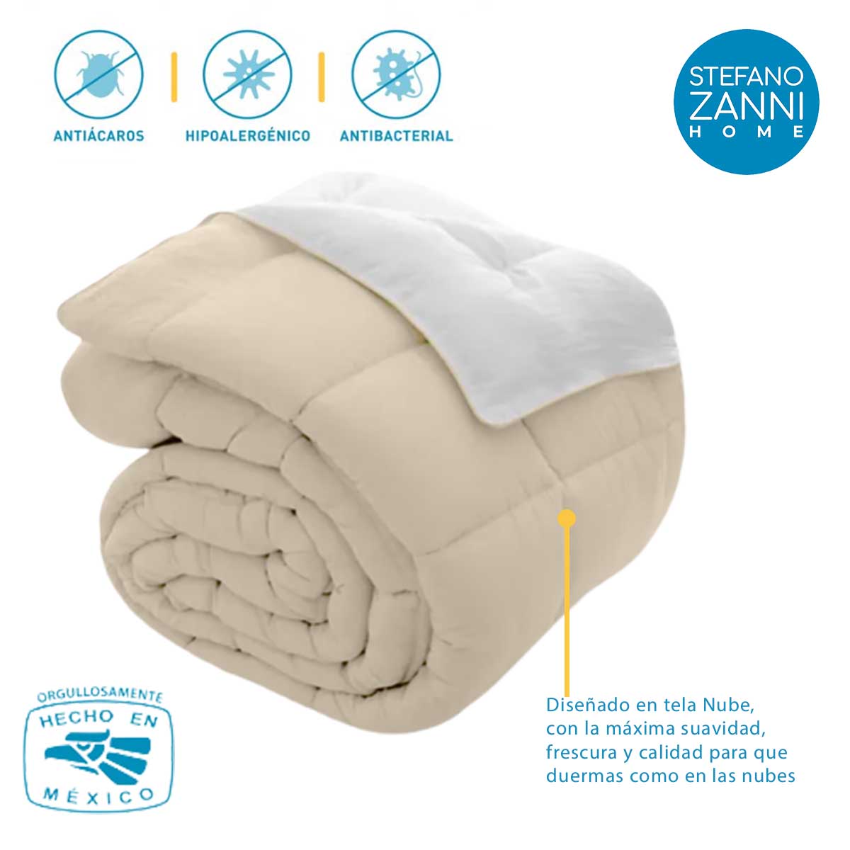 Foto 4 pulgar | Edredón Acolchado Reversible Stefano Zanni Home King Size Ivory/Blanco