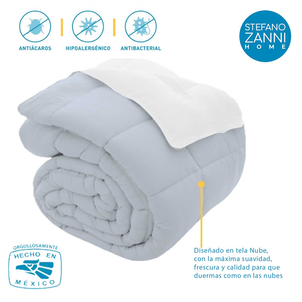 Foto 4 pulgar | Edredón Acolchado Reversible Stefano Zanni Home Individual Azul/Blanco