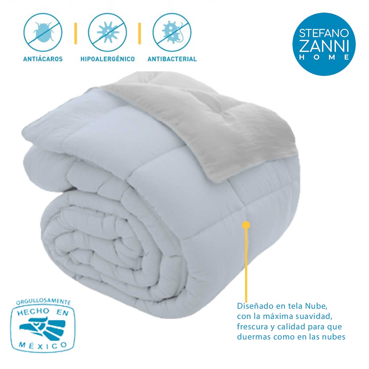 Foto 4 pulgar | Edredón Acolchado Reversible Stefano Zanni Home Matrimonial-Queen Size Azul/Gris