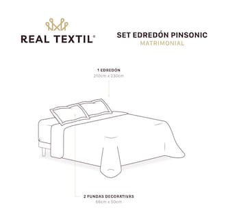 Foto 2 | REAL TEXTIL Edredón Ligero Colcha Doble Vista con Fundas de Almohada, Capitonado sin Hilos (Verde - Verde Oscuro, M