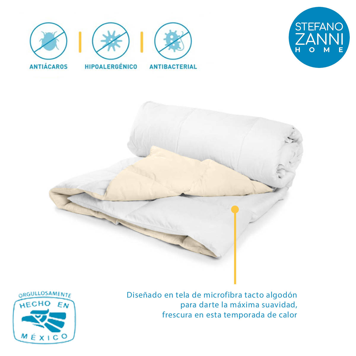 Foto 4 pulgar | Edredón Ultra Fresh Stefano Zanni Home Ivory/Blanco - Individual