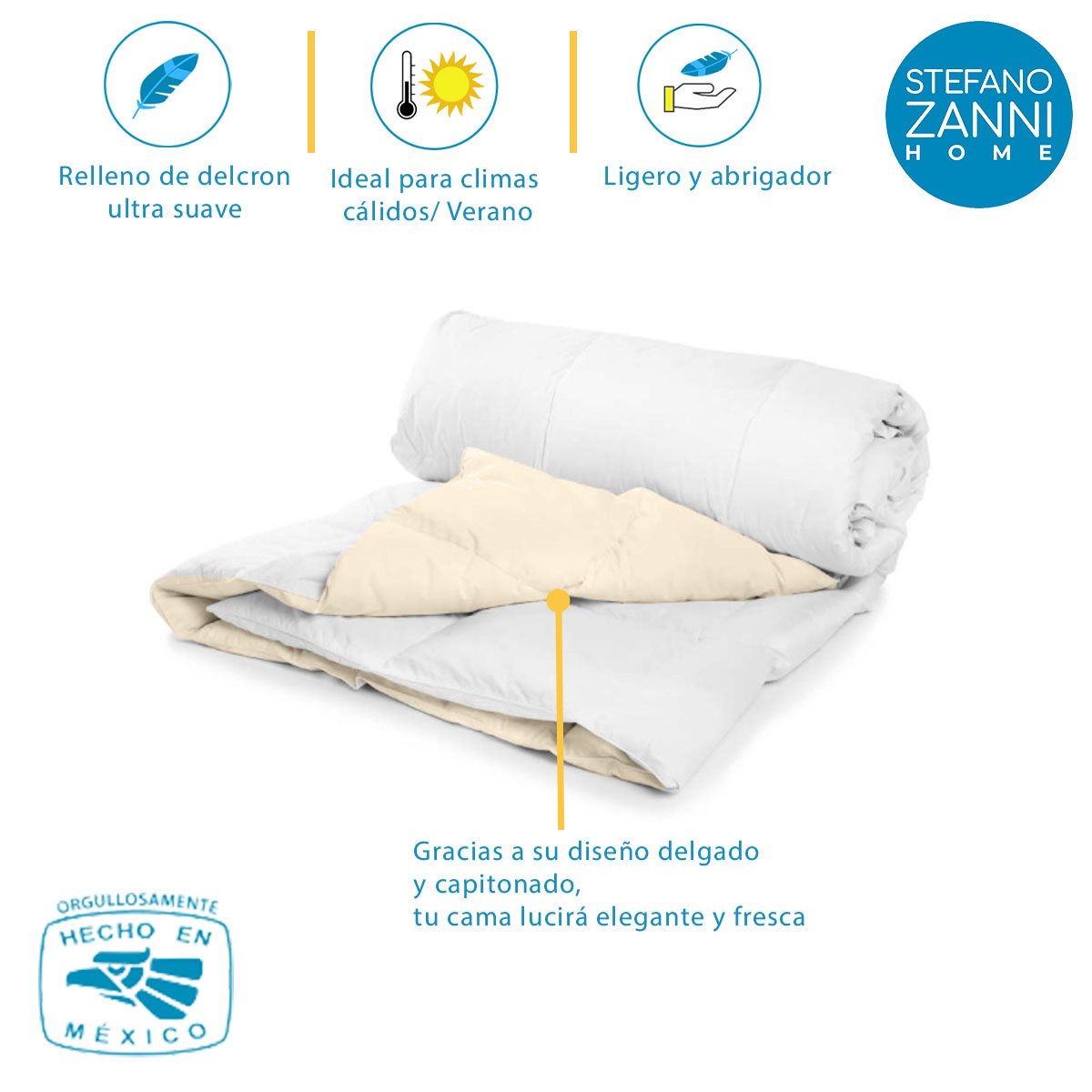 Foto 5 pulgar | Edredón Ultra Fresh Stefano Zanni Home Ivory/Blanco - Individual