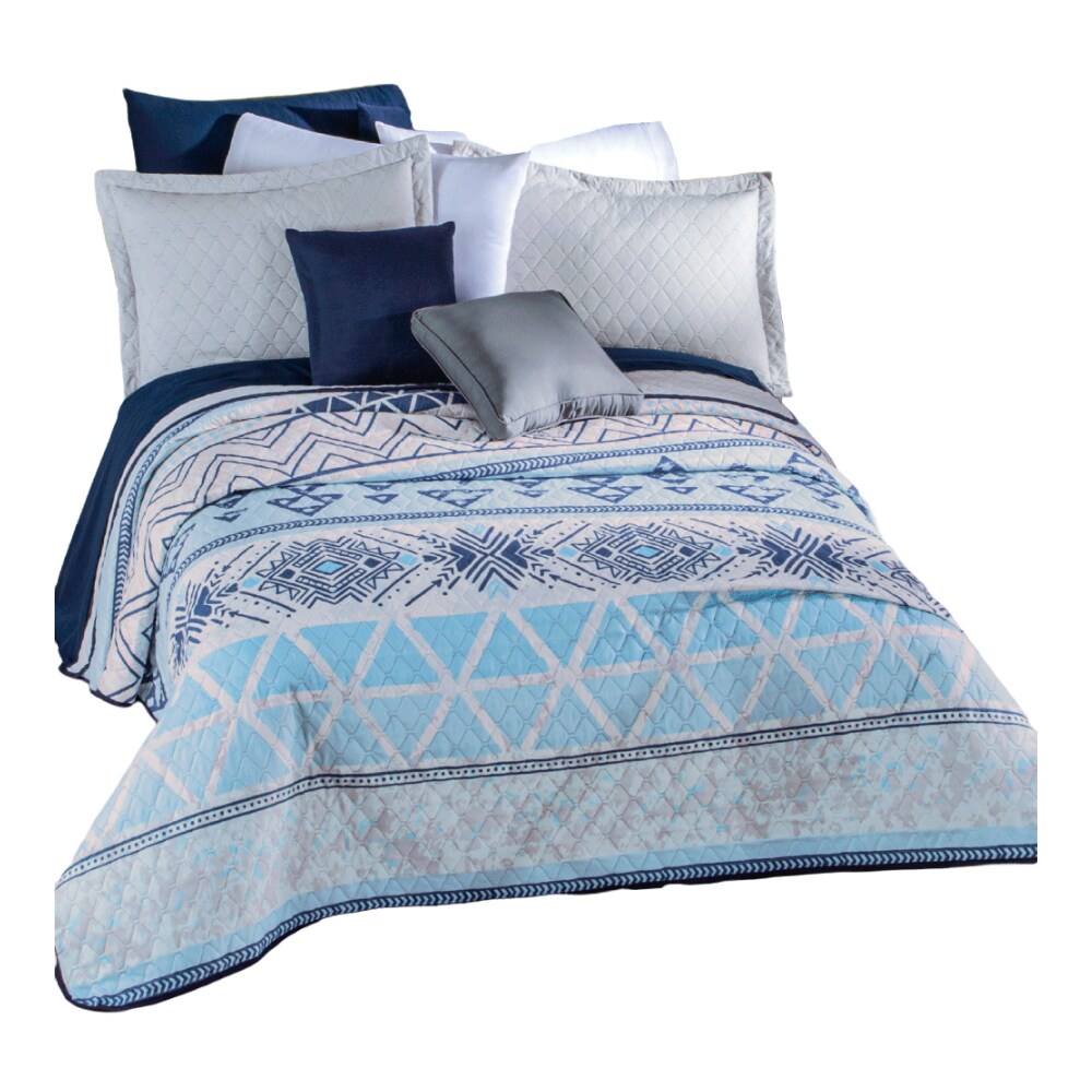 Edredón Etnic Concord para Cama Matrimonial de Microfibra Azul $829
