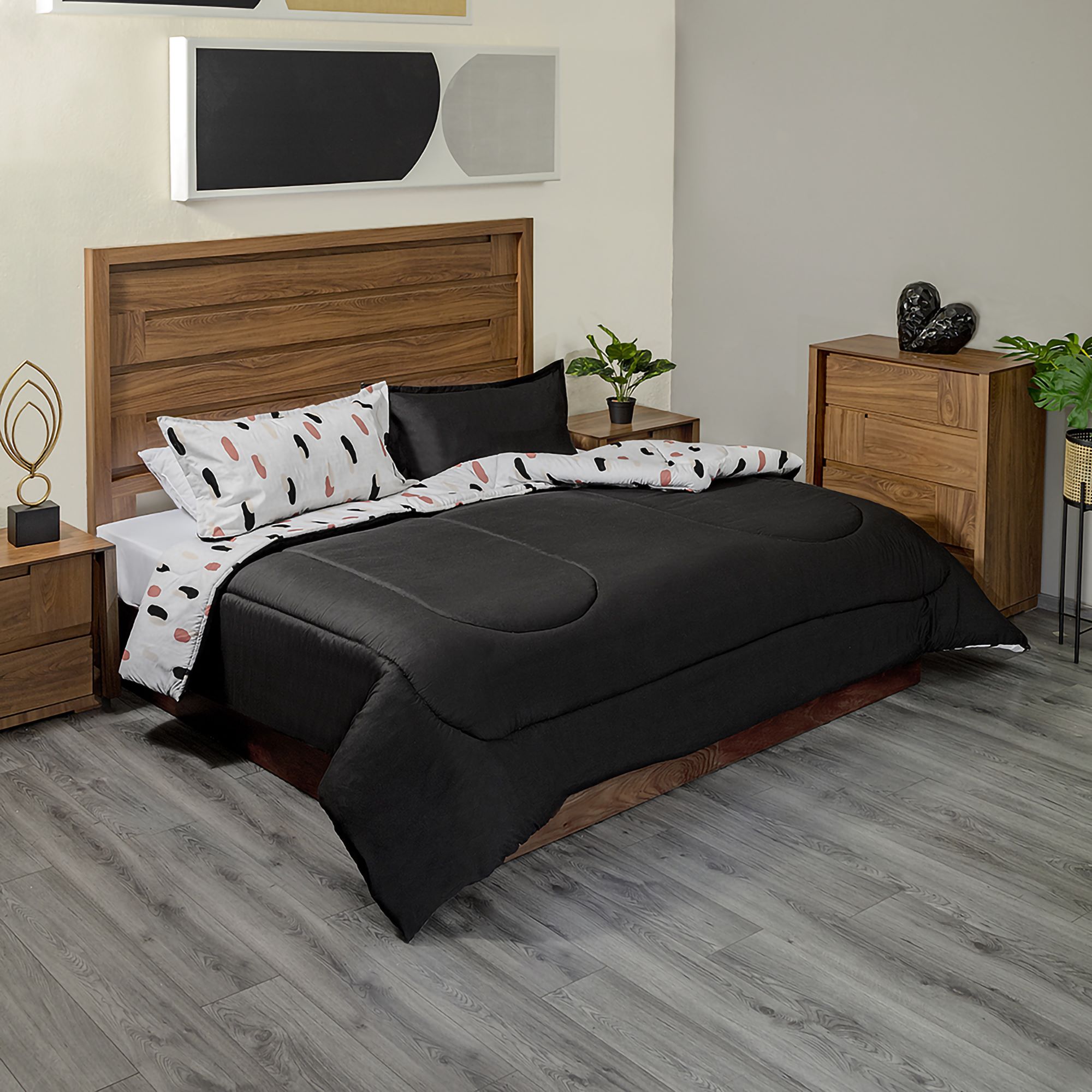 Set De Edredon Riusei Negro King Size