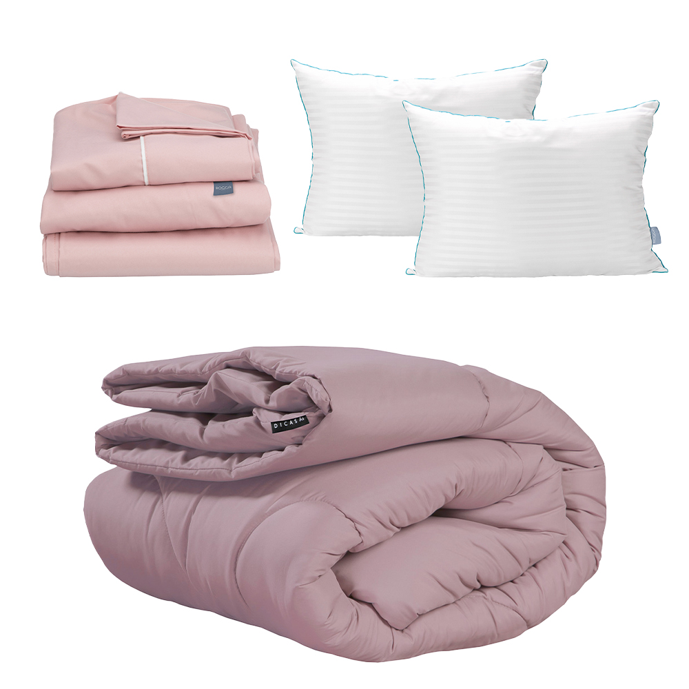 Edredón Dicasa Homy Lila + Sábanas Royal + 2 Almohadas Royal Twin King Size
