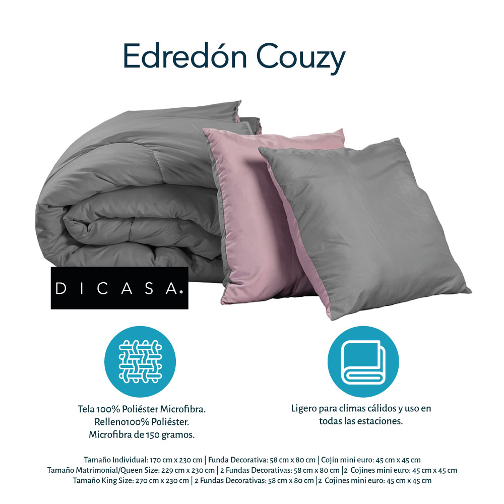 Foto 4 | Set De Edredón Dicasa Couzy Lila Y Gris + Sábanas Royal Matrimonial