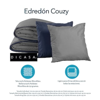 Foto 4 | Set De Edredón Dicasa Couzy Azul Marino Y Gris + Sábanas Royal + Protector Cloud + 2 Almohadas Royal Twin Queen Size