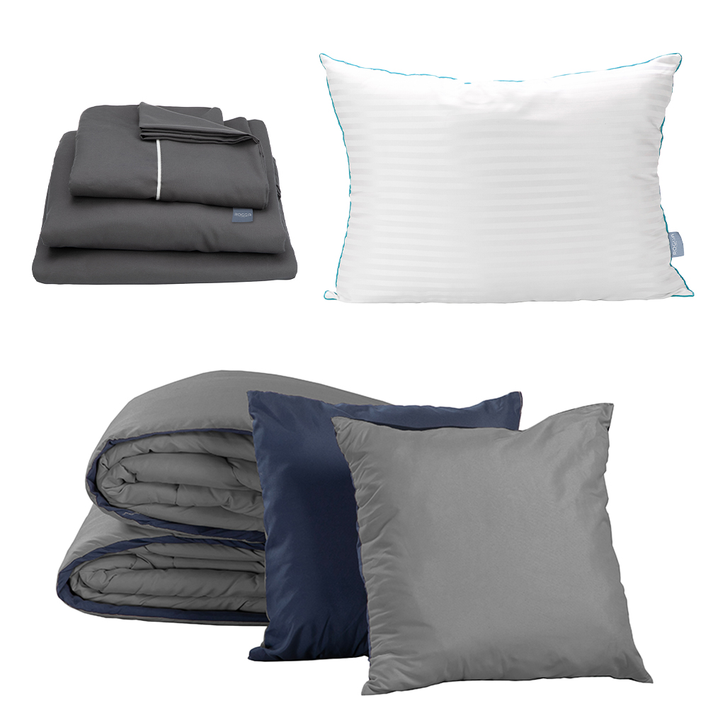Foto 1 | Set De Edredón Dicasa Couzy Azul Marino Y Gris + Sábanas Royal + Almohada Royal Individual