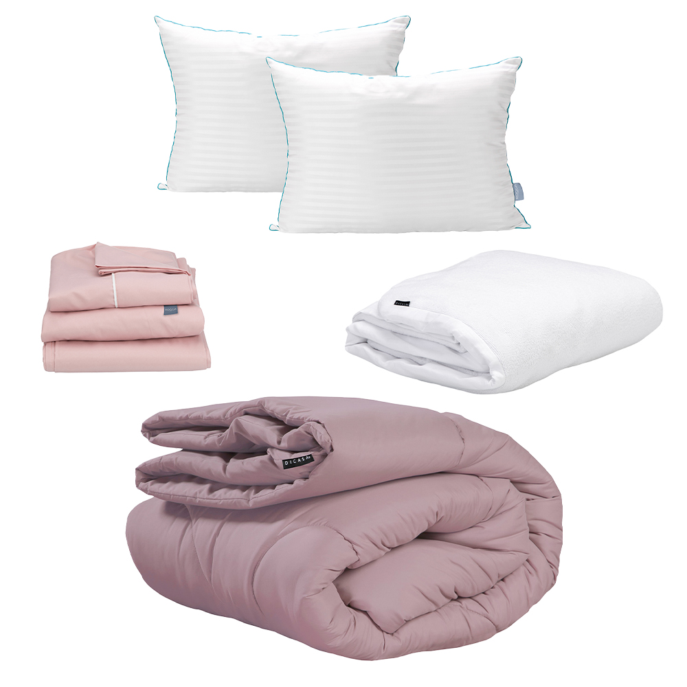 Edredón Dicasa Homy Lila + Sábanas Royal + Protector Cloud + 2 Almohadas Royal Twin King Size