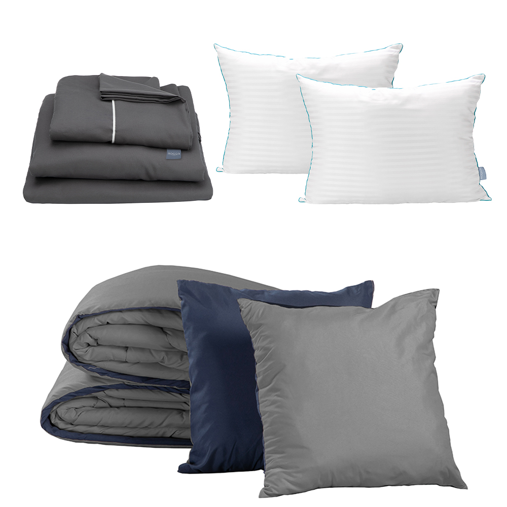 Foto 1 | Set De Edredón Dicasa Couzy Azul Marino Y Gris + Sábanas Royal + 2 Almohadas Royal Twin Matrimonial