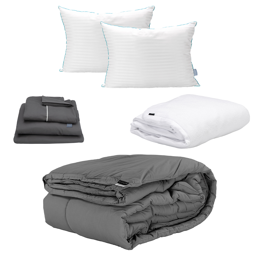 Edredón Dicasa Homy Azul Marino + Sábanas Royal + Protector Cloud + 2 Almohadas Royal Twin King Size