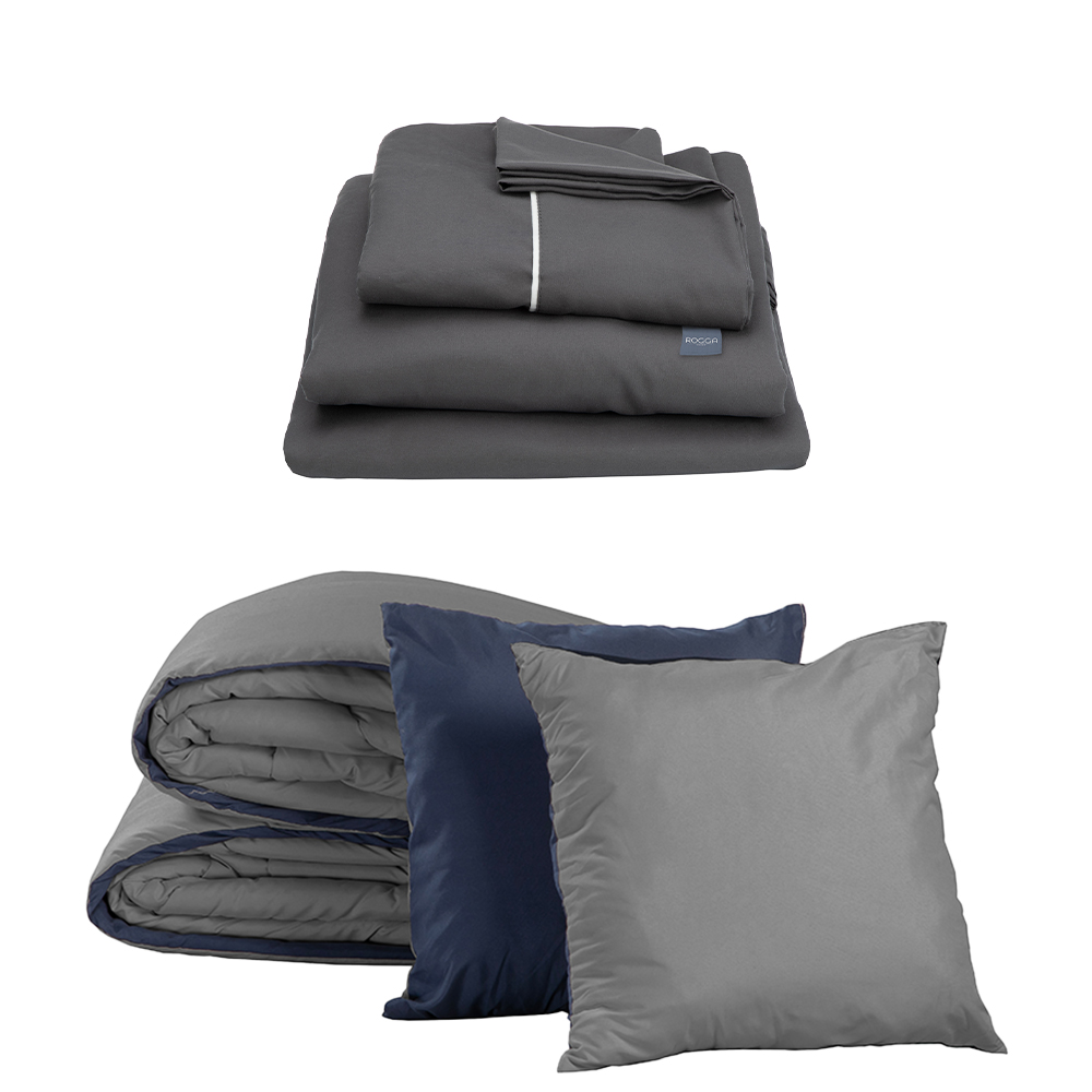 Foto 1 | Set De Edredón Dicasa Couzy Azul Marino Y Gris + Sábanas Royal Matrimonial