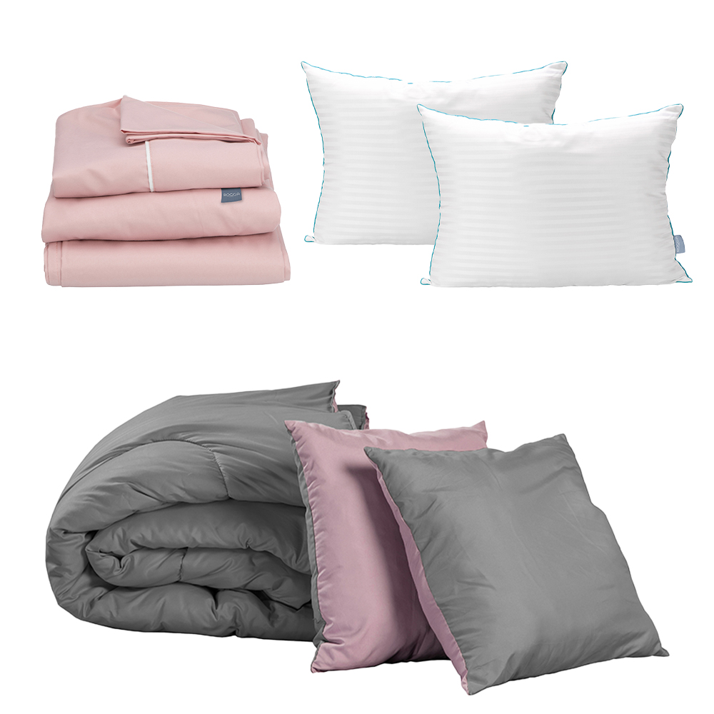 Set De Edredón Dicasa Couzy Lila Y Gris + Sábanas Royal + Protector Cloud + 2 Almohadas Royal Twin Matrimonial