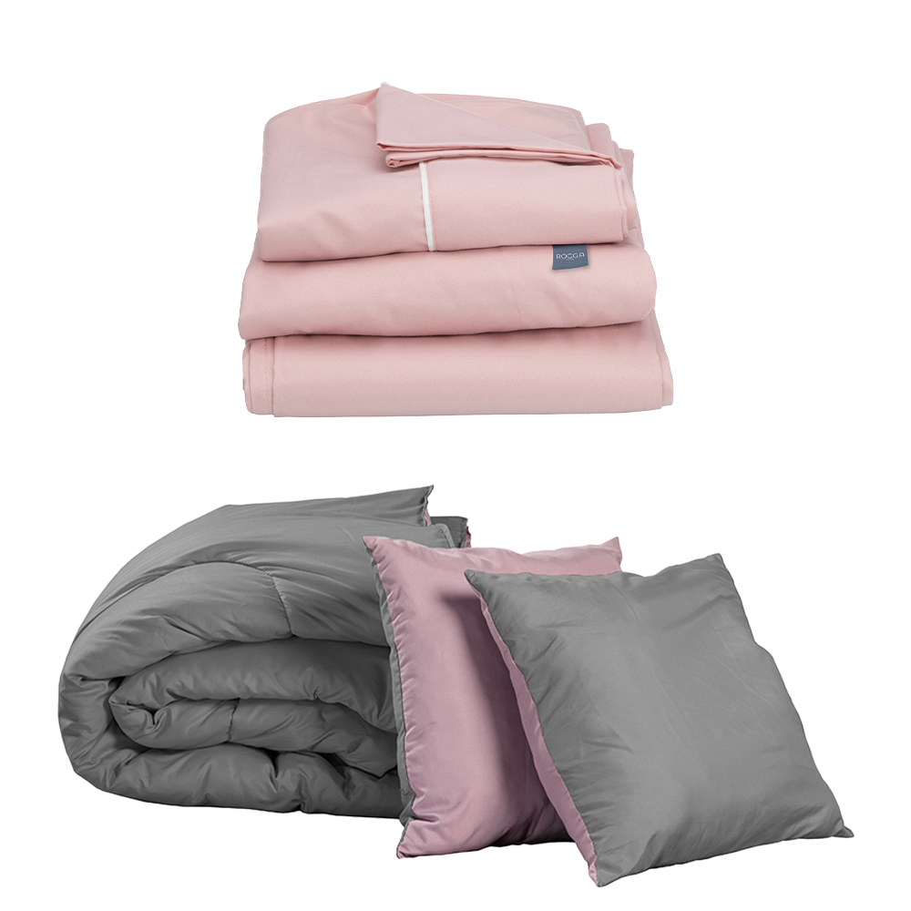 Set De Edredón Dicasa Couzy Lila Y Gris + Sábanas Royal King Size