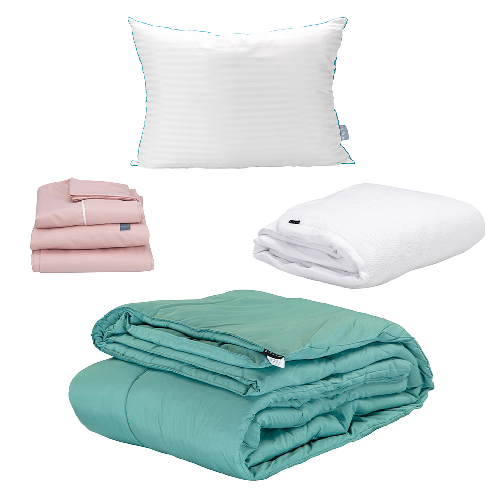 Edredón Dicasa Homy Verde + Sábanas Royal + Protector Cloud + Almohada Royal Individual