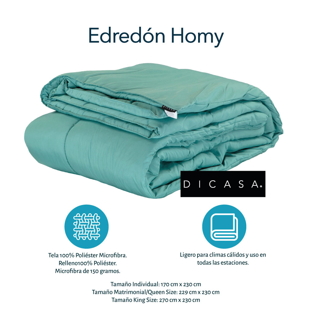 Foto 4 pulgar | Edredón Dicasa Homy Verde + Sábanas Royal + Protector Cloud + Almohada Royal Individual